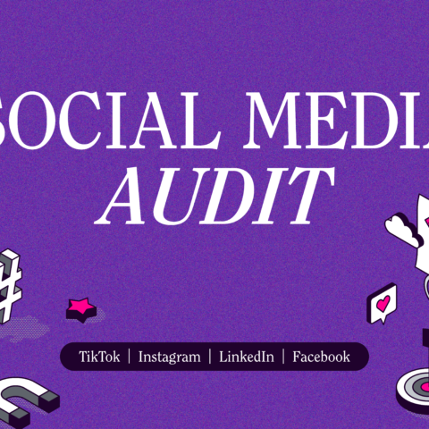 A purple graphic with the words 'social media audit' added in a bold font