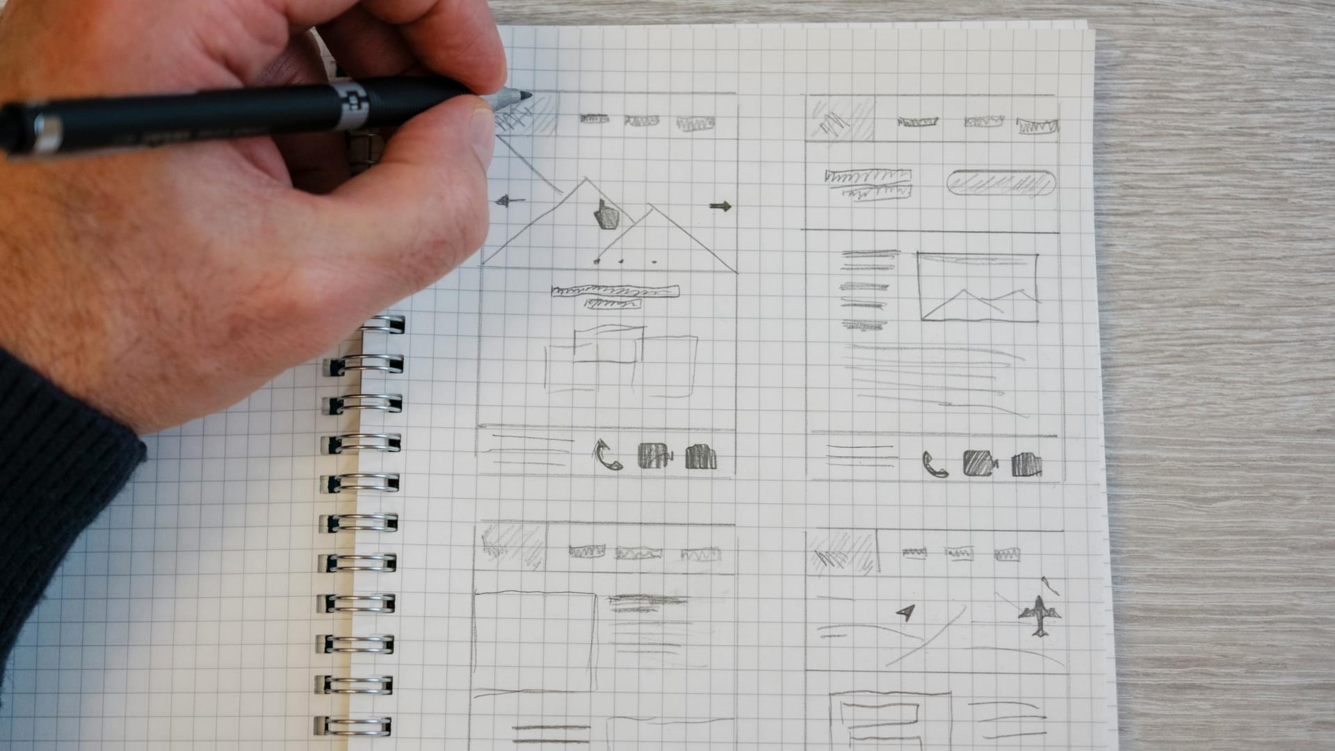 designer drawing wireframes