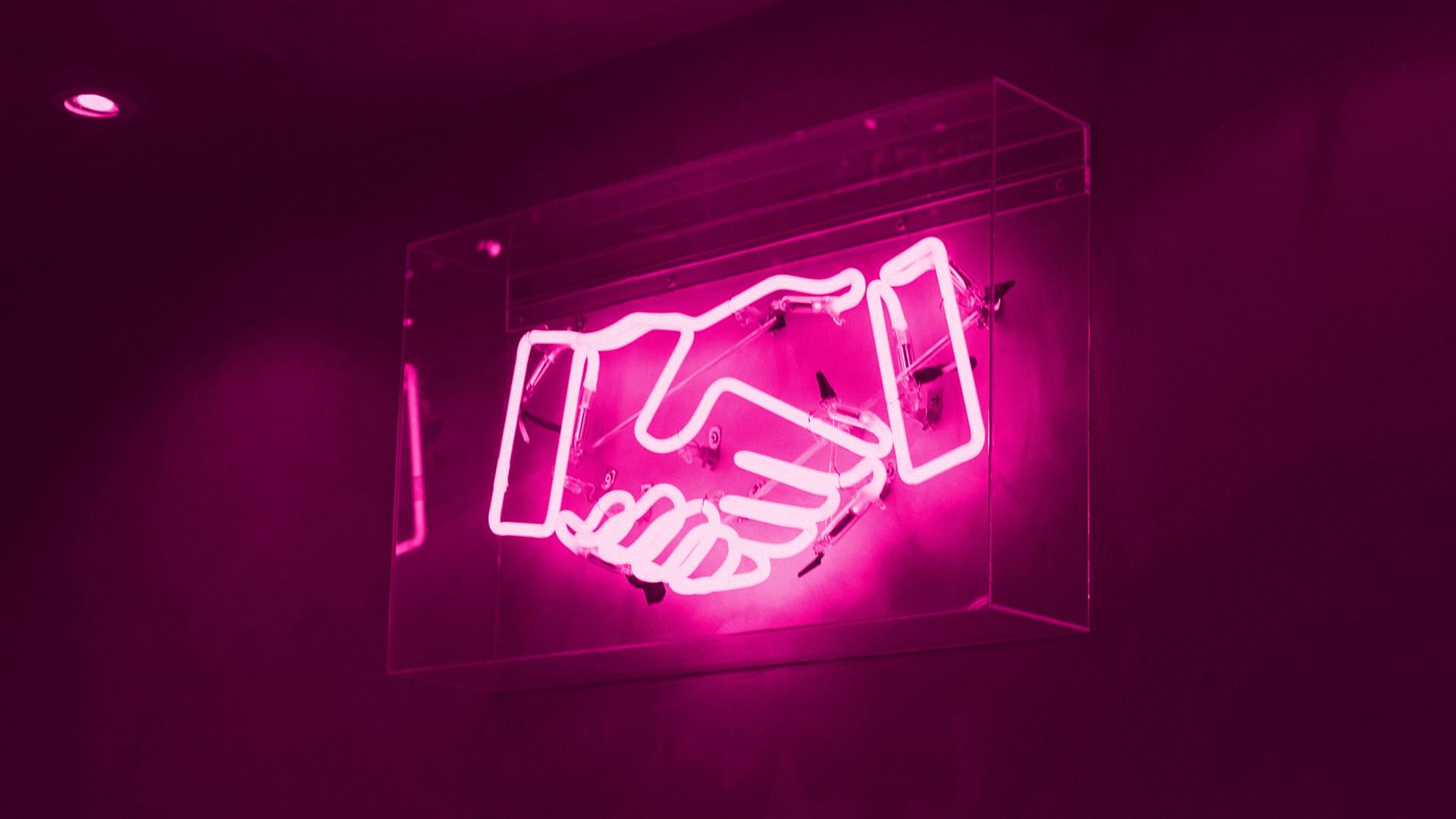 hands neon sign