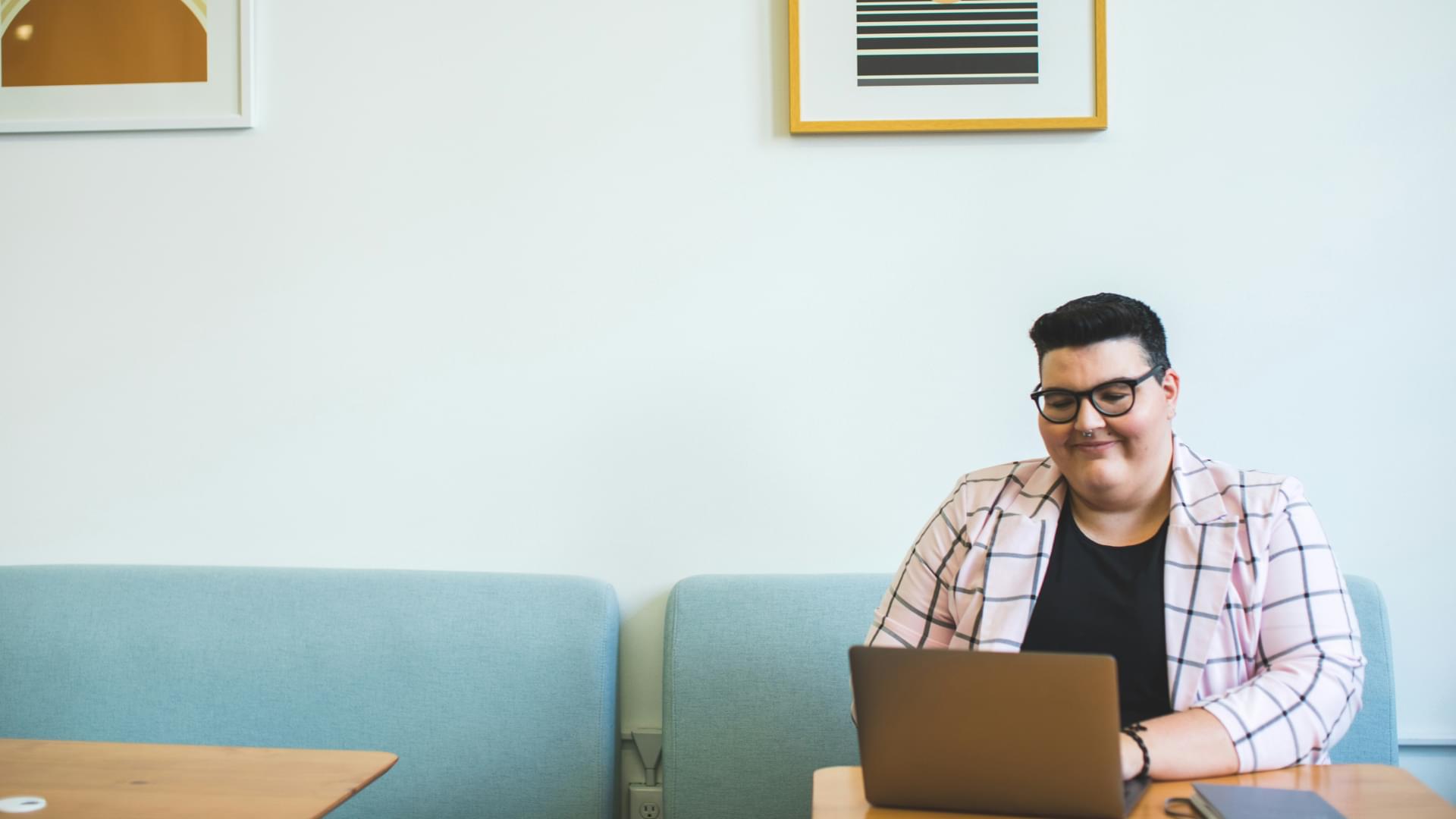 laptop user smiling