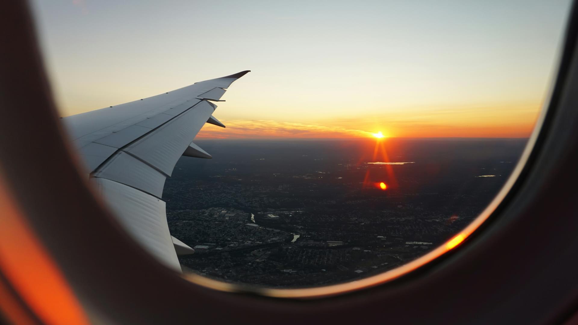 sunset from plane window