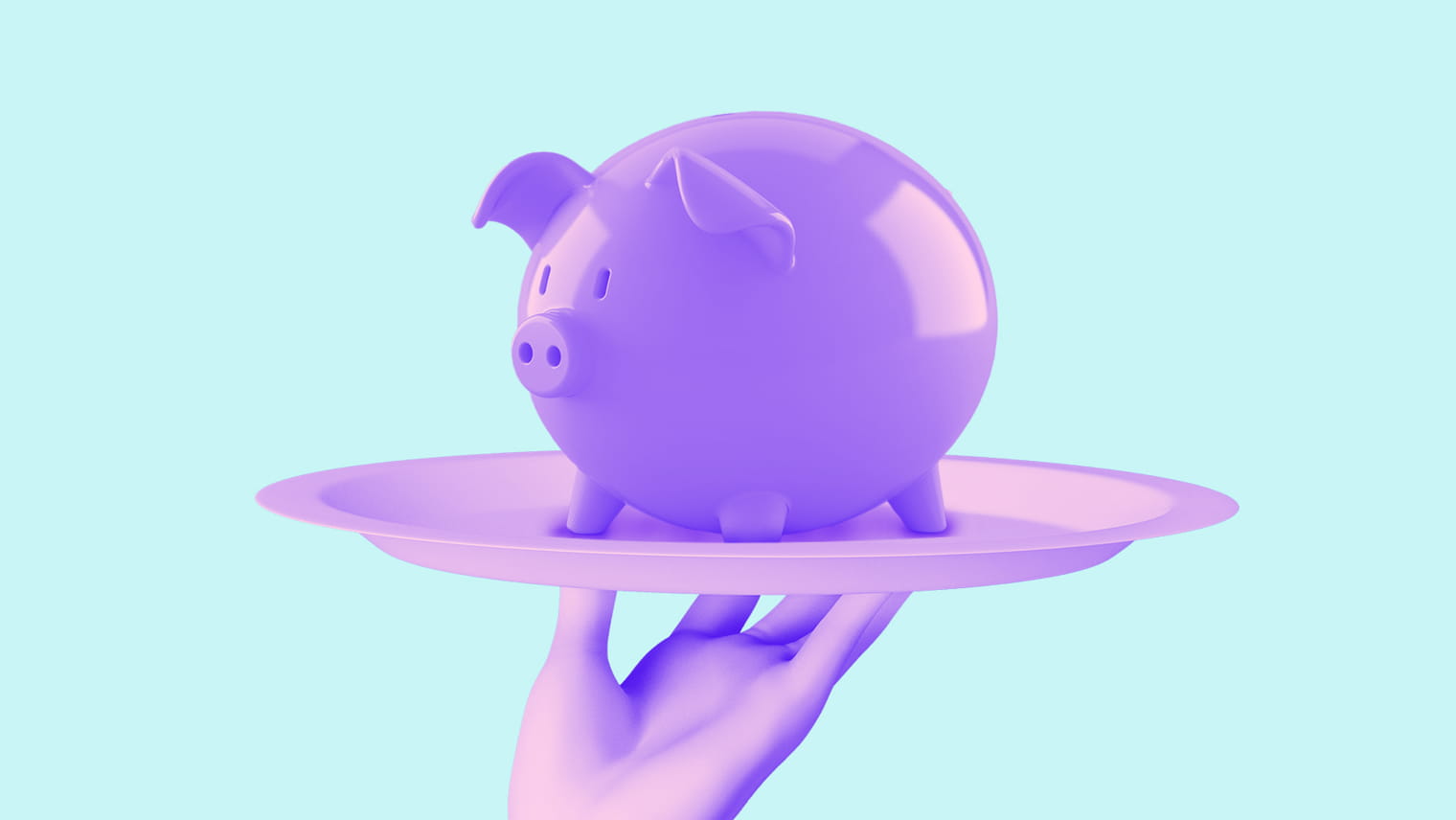 Purple piggy bank graphic