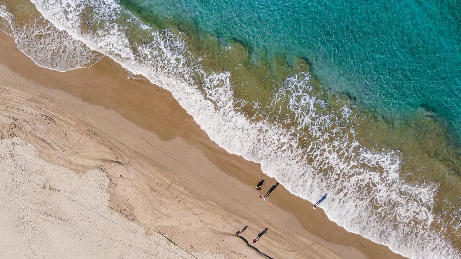 Arial shot of beach and sea