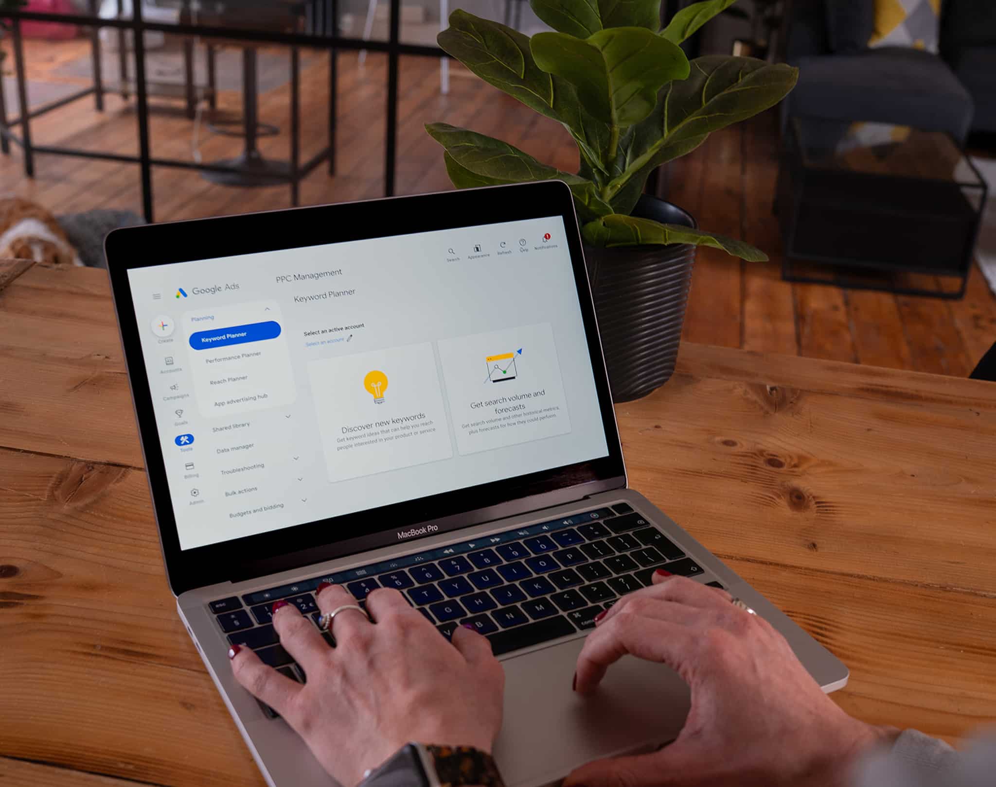 Paid search dashboard on laptop