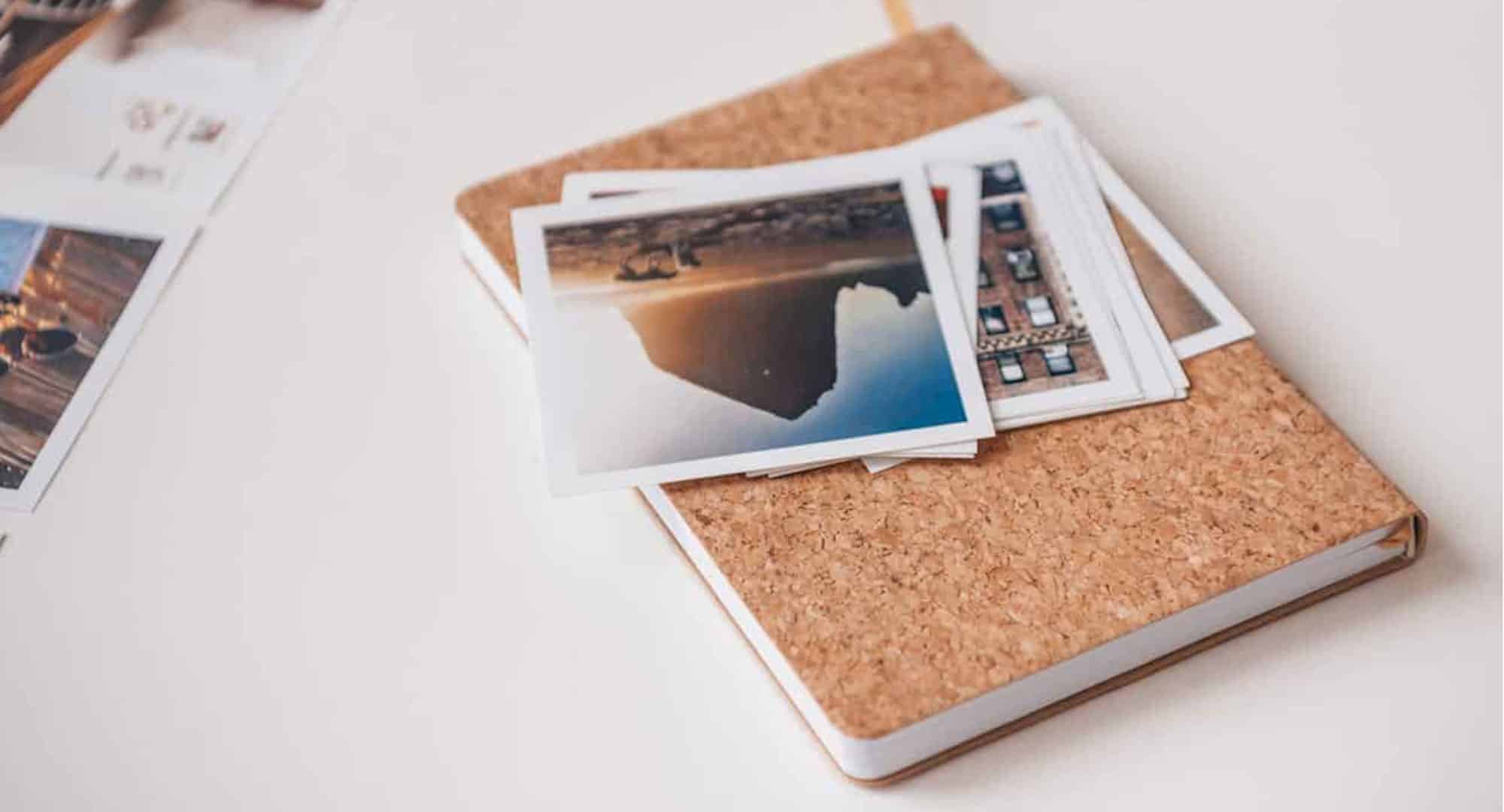 polaroid images spread out on table