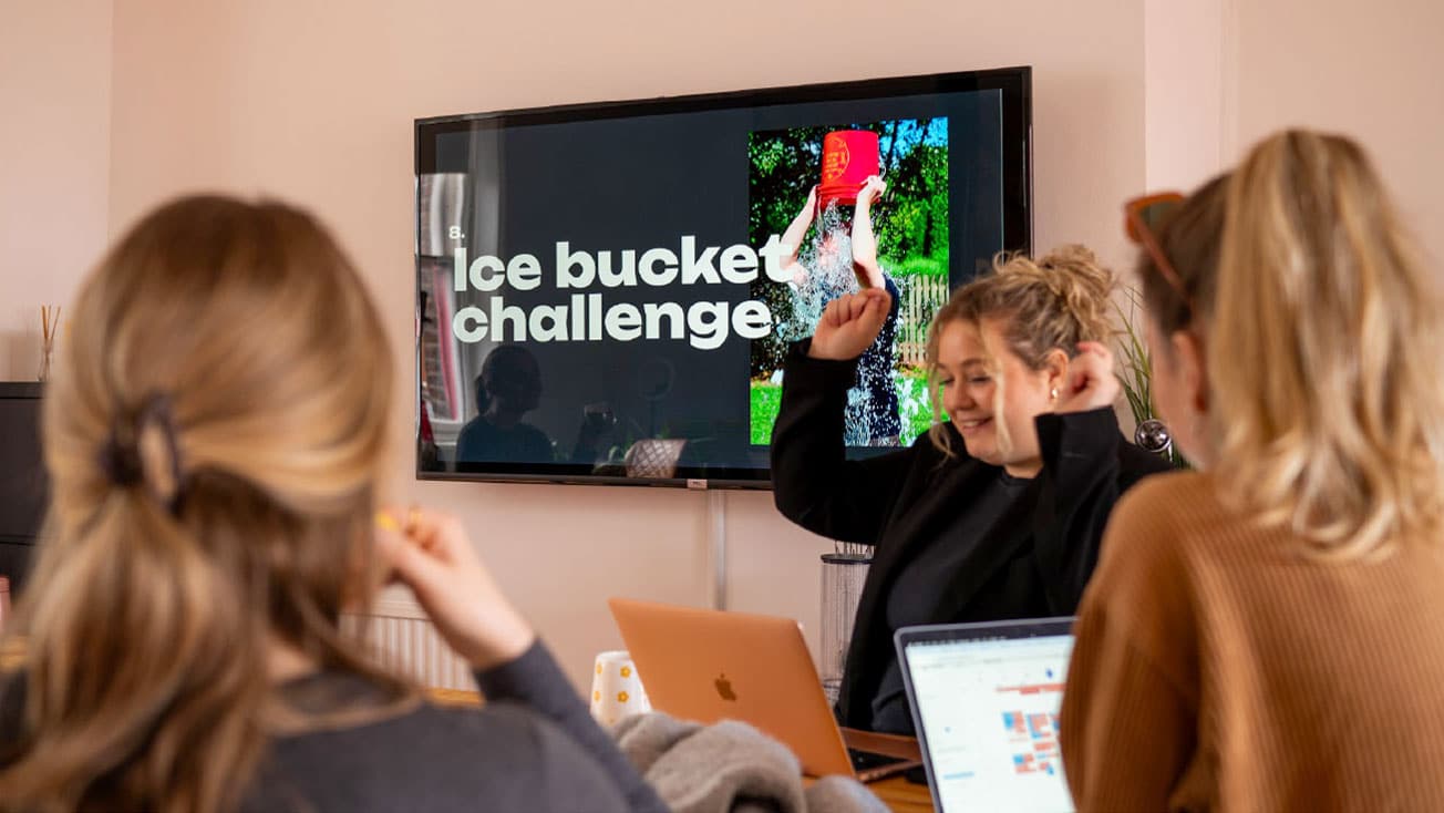 Team presenting infront of screen