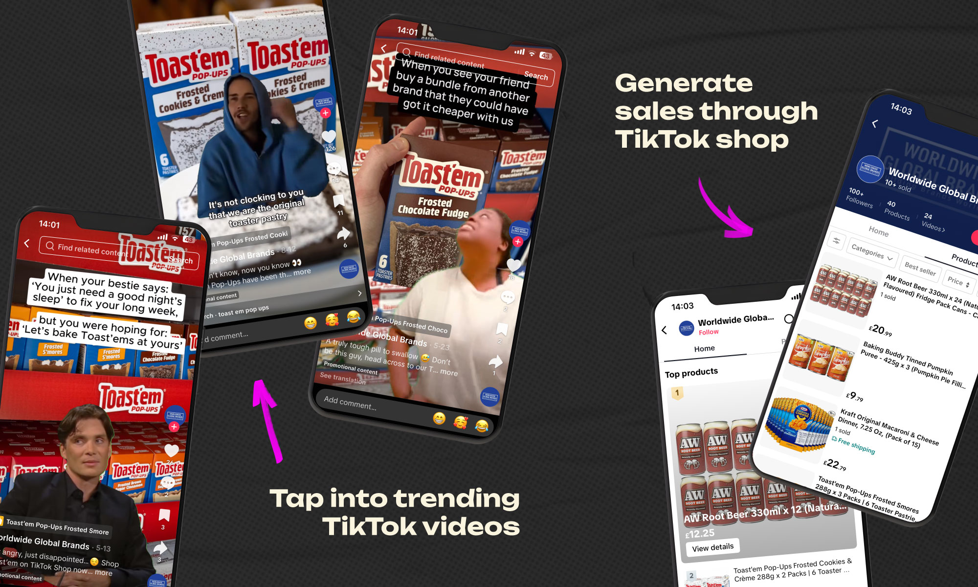 Collage of TikTok images from World Wide Global Brands TikTok