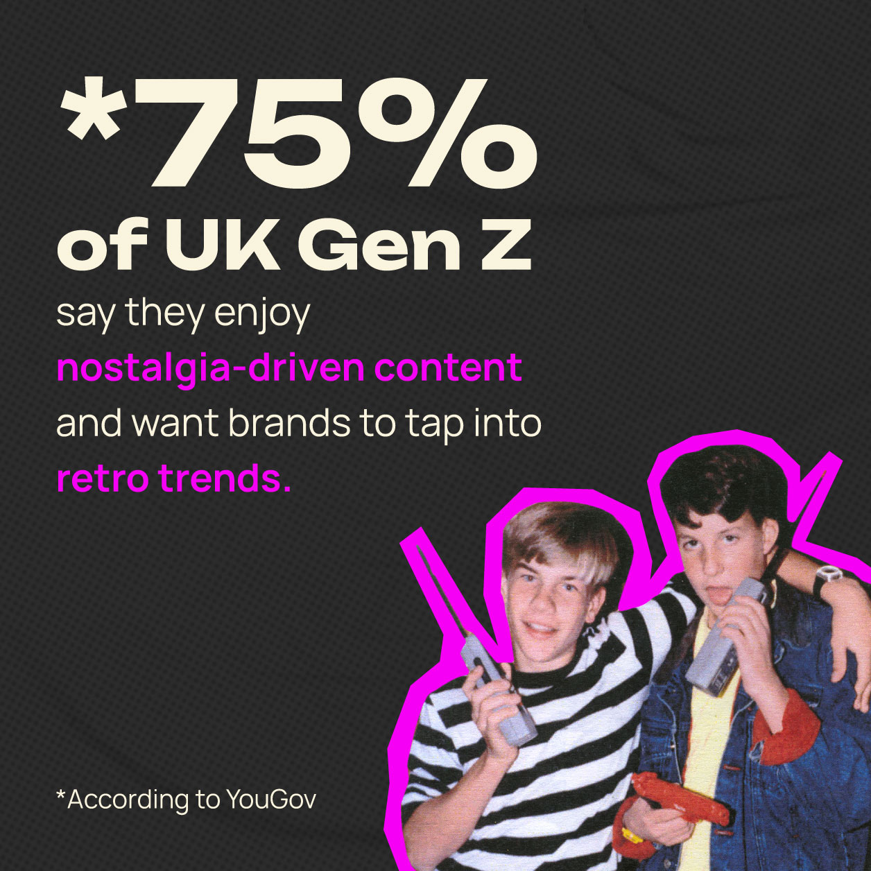 According to YouGov, 75% of UK Gen Z say they enjoy nostalgia-driven content and want brands to tap into retro trends.