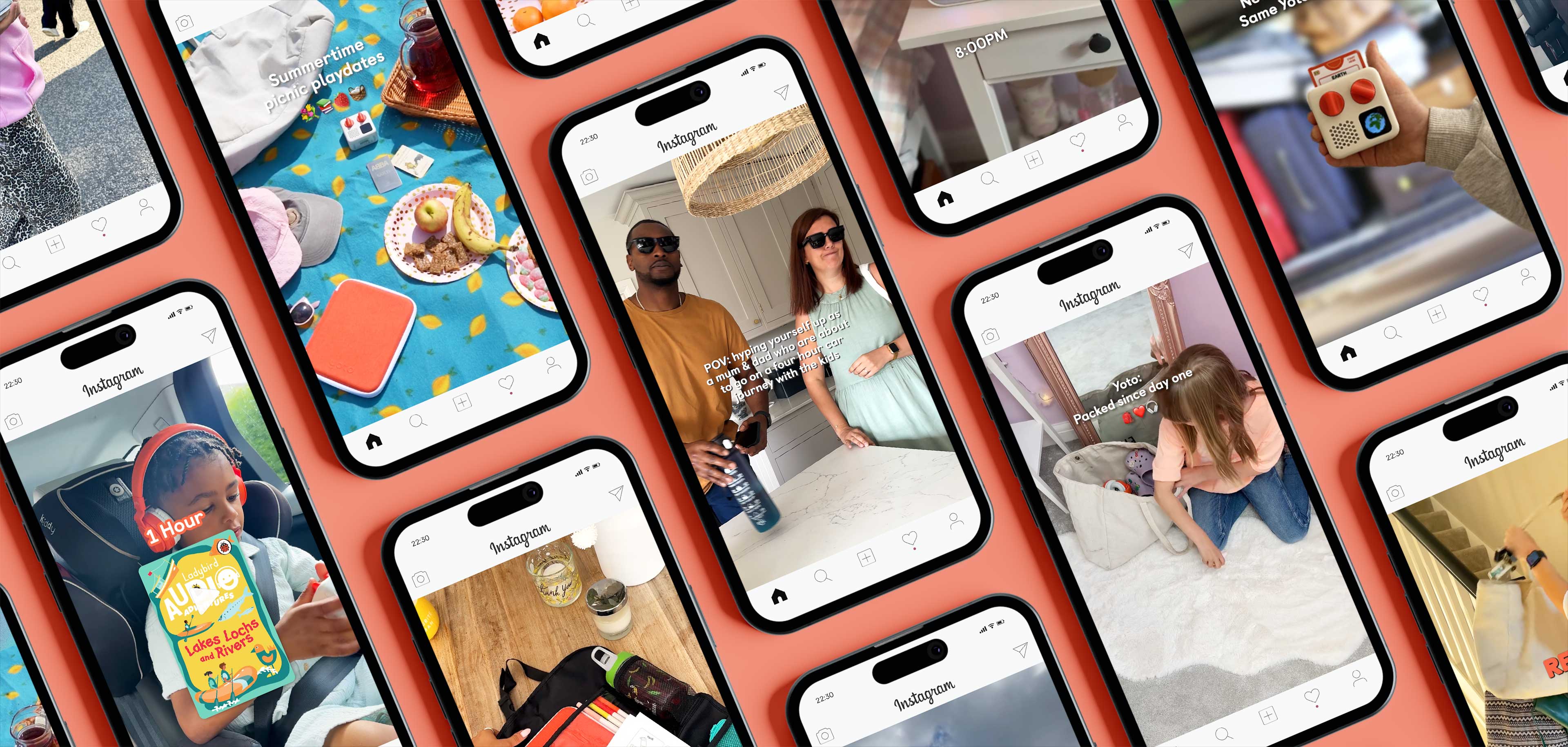 mock up of lots of Yoto social posts