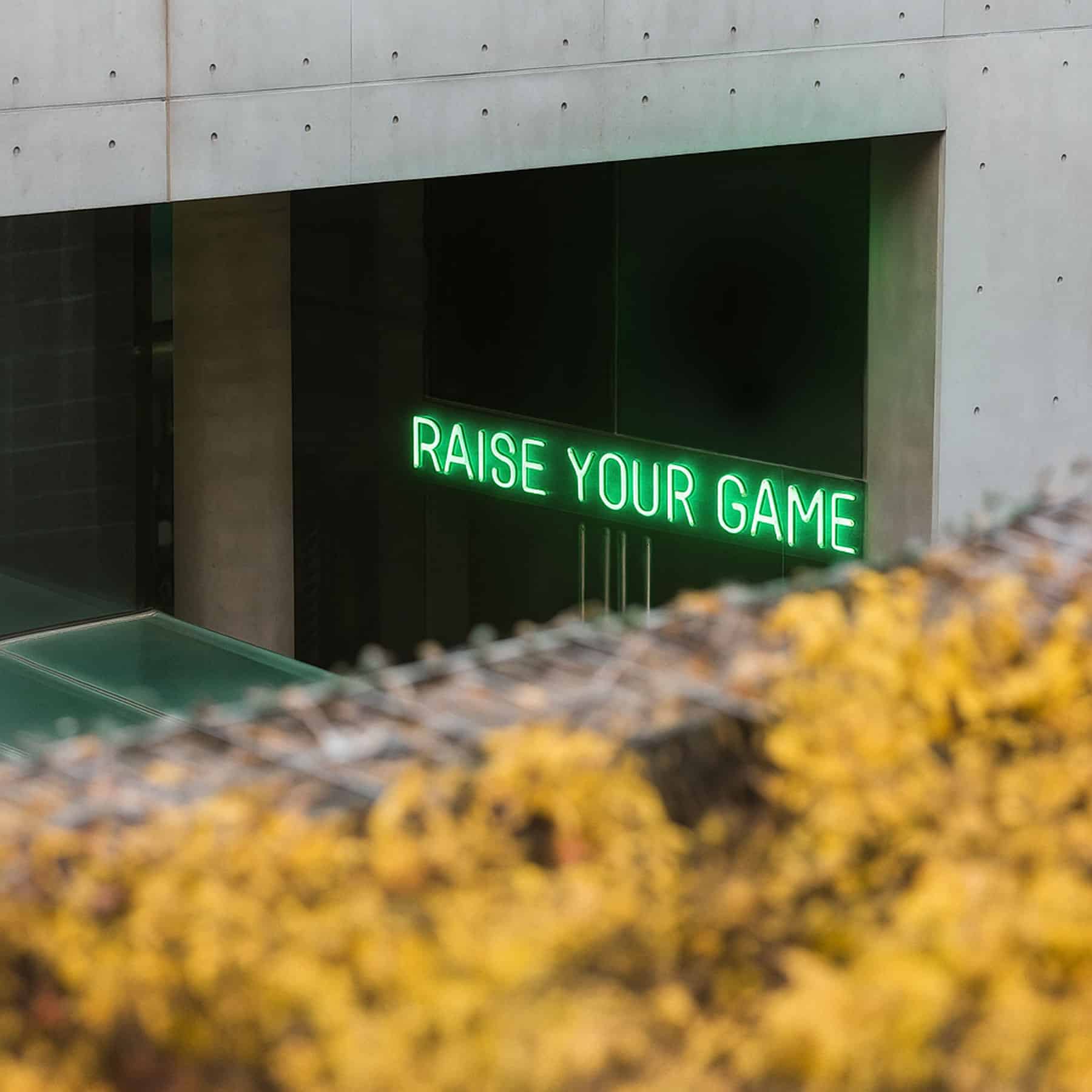 Raise your game neon sign