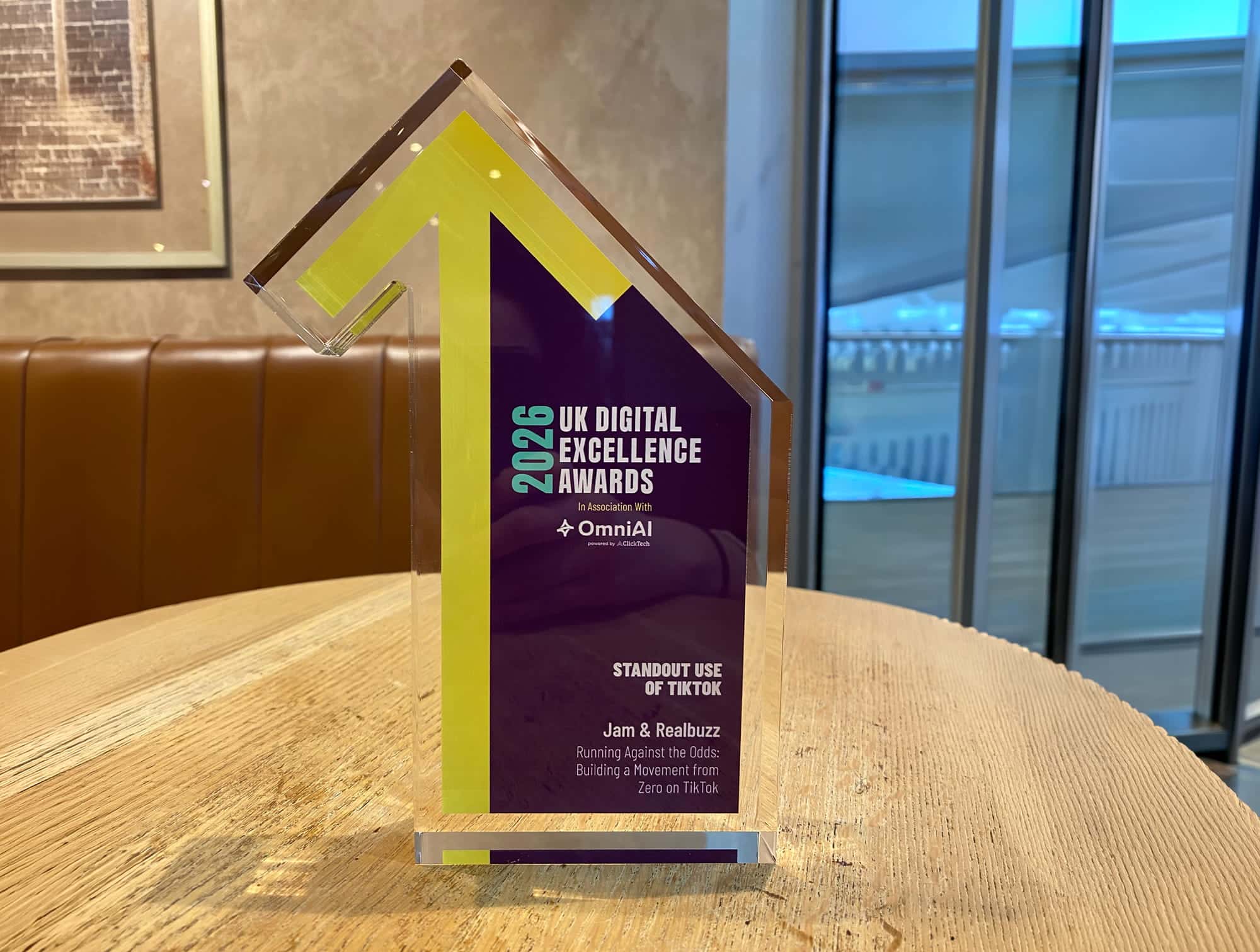 UK digital excellence award on table