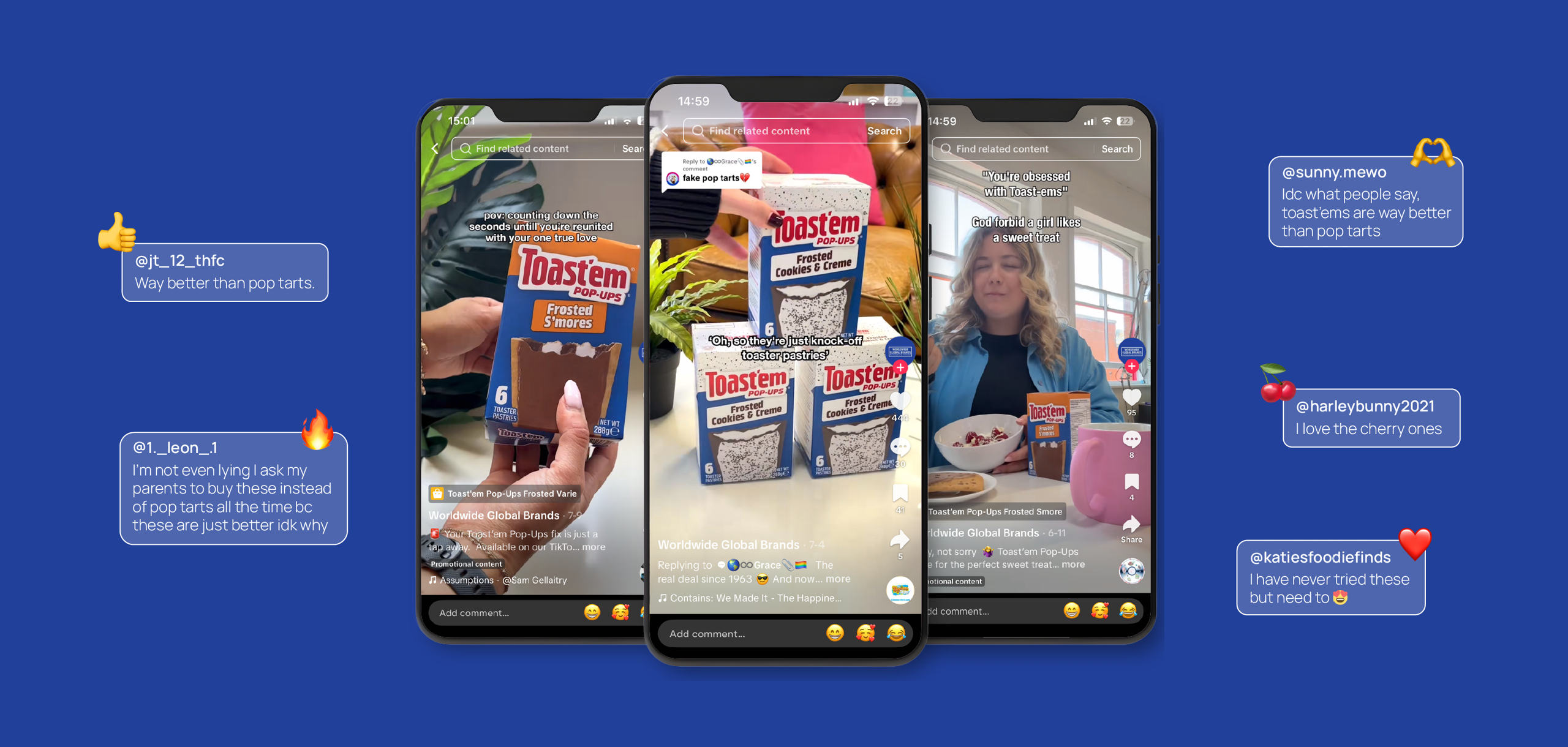 3 phones with social media comments